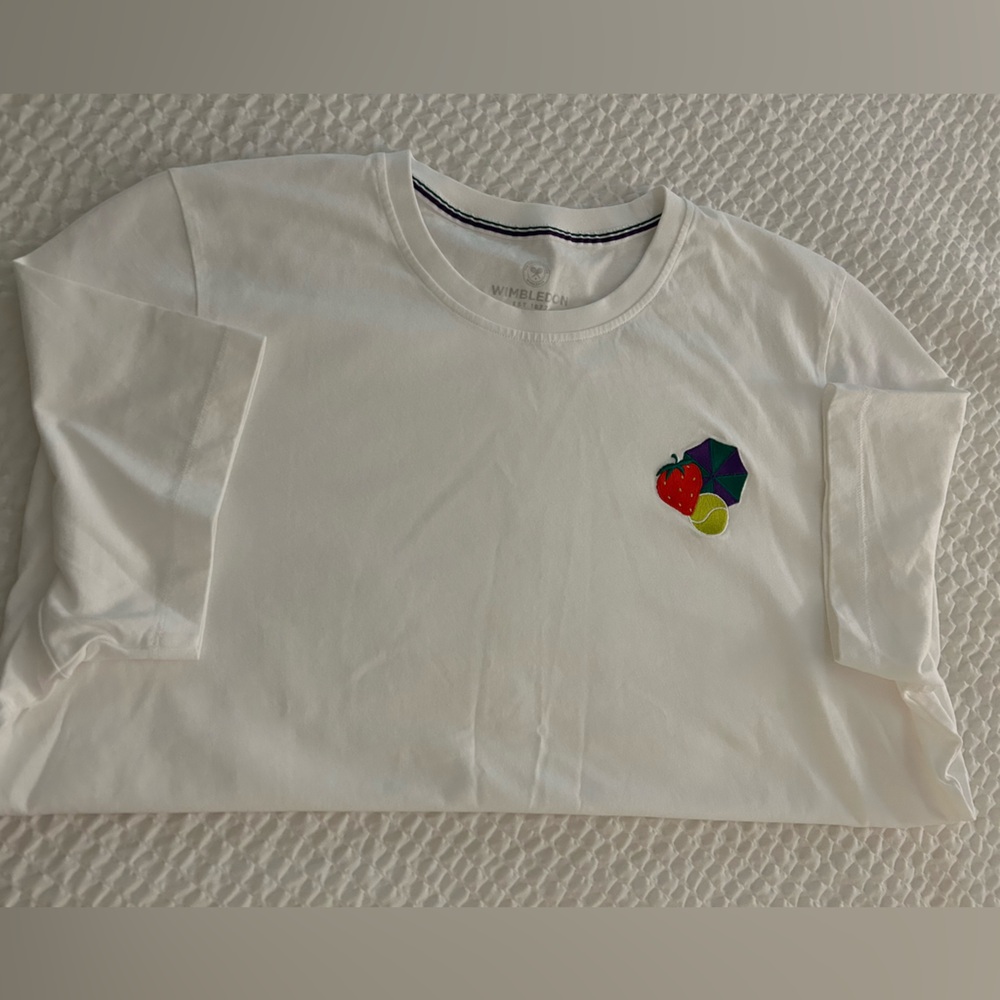 Wimbledon White Tee with Vibrant Embroidery - Picture 5 of 5